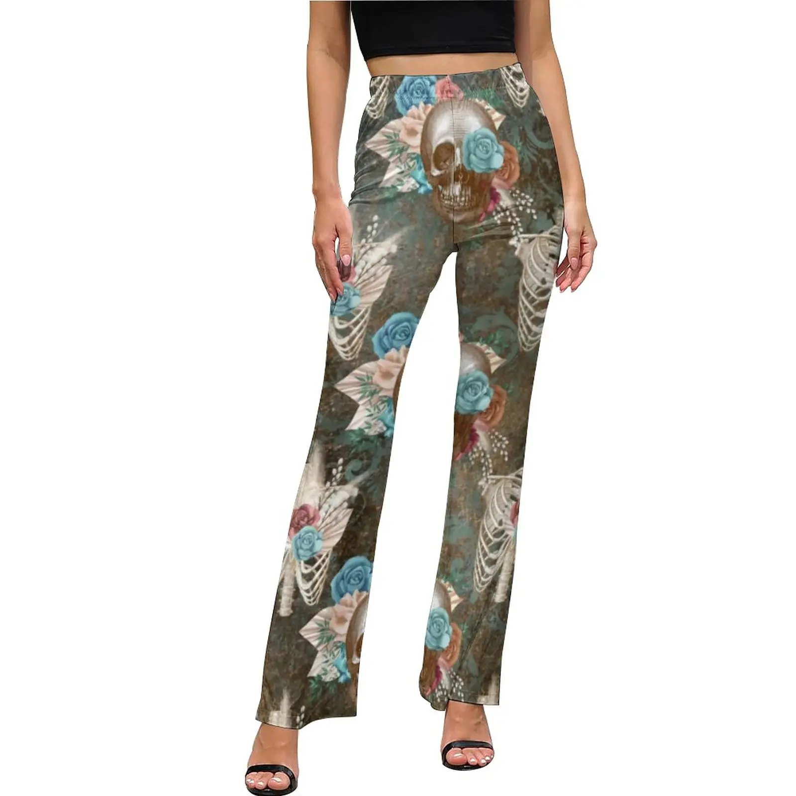 Skeleton Hippie Pants Skull with Roses Flower Print High Waist Classic Flared Trousers Daily Graphic Streetwear Pants Gift Idea
Skeleton Hippie Pants Skull with Roses Flower Print High Waist Classic Flared Trousers Daily Graphic Streetwear Pants Gift Idea