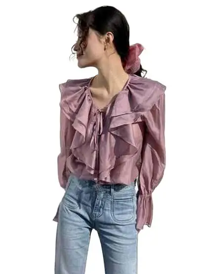 Summer New Rayon Girlish Double Layer Lotus Collar Tops Sweet Temperament Butterfly Sleeves Solid Ventilate Thin Chic Blouses
Summer New Rayon Girlish Double Layer Lotus Collar Tops Sweet Temperament Butterfly Sleeves Solid Ventilate Thin Chic Blouses