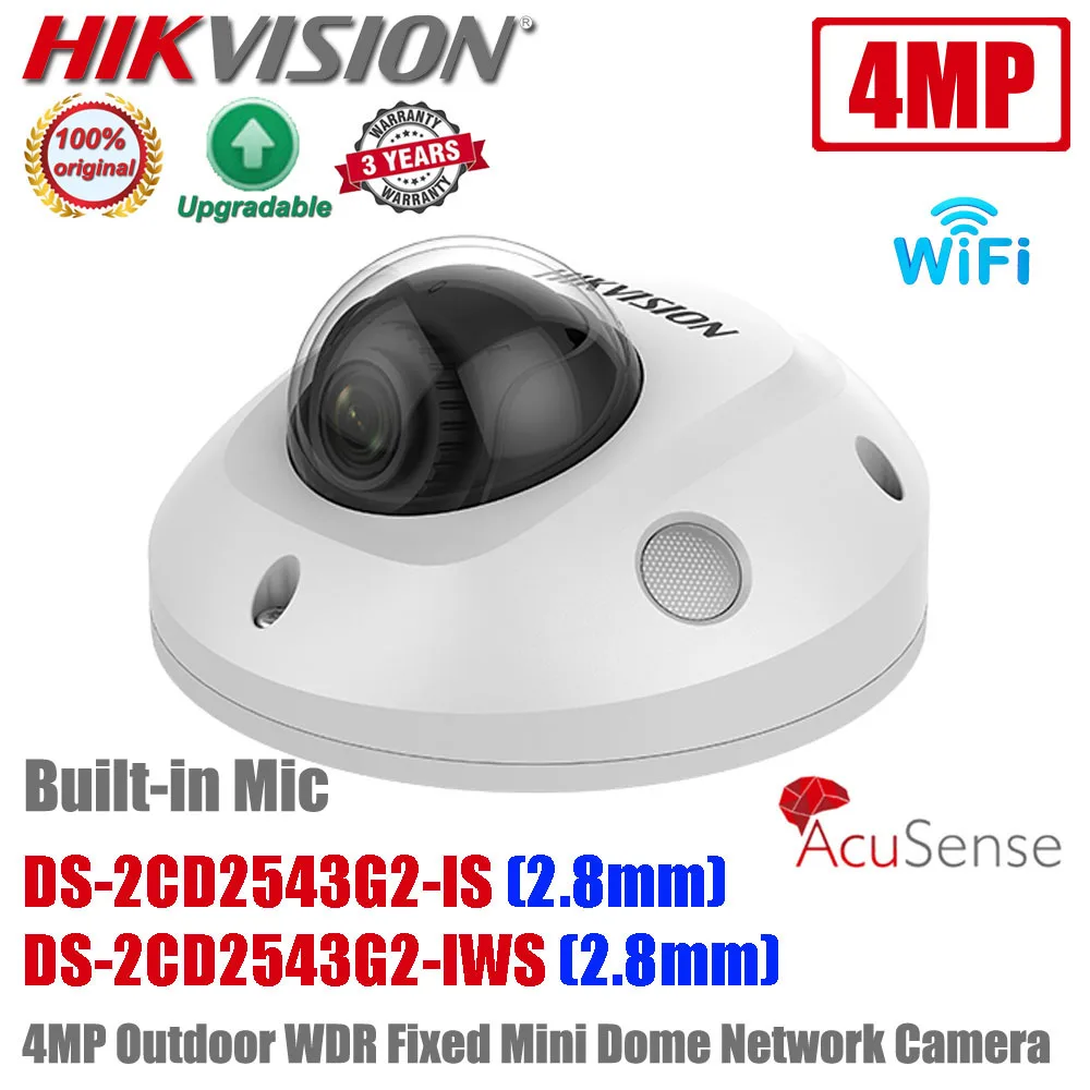 

Hikvision DS-2CD2543G2-IWS 4 МП Wifi беспроводное аудио H.265 IR POE AcuSense Мини купольная IP-камера видеонаблюдения со встроенным микрофоном