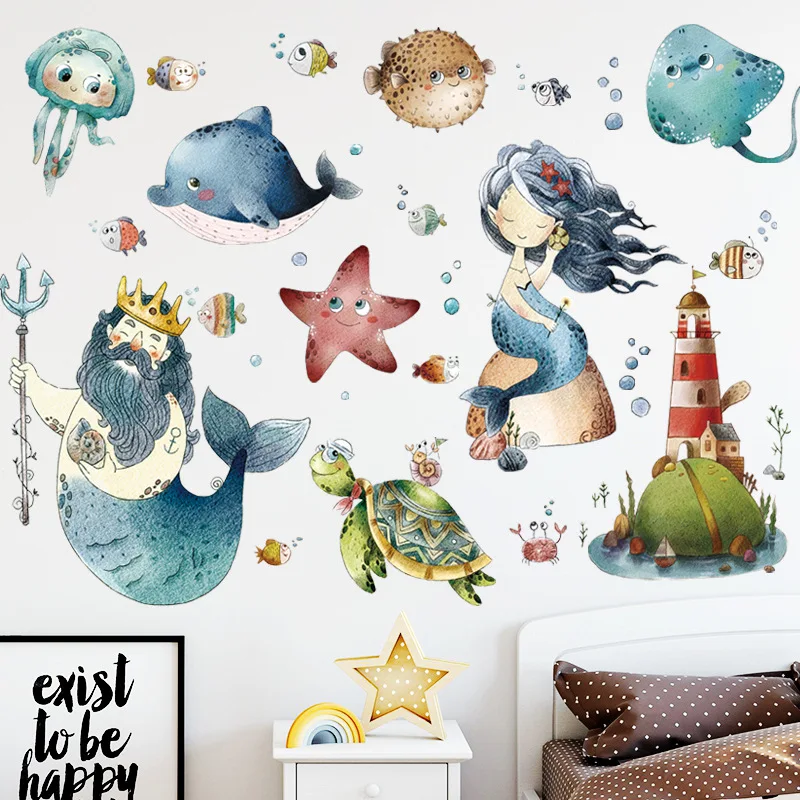 Large Wall Sticker Mermaid for Bathroom Children's Room Marine Animal Kindergarten Wall Decoration Wallpaper Murals Vinyl Decals
Large Wall Sticker Mermaid for Bathroom Children's Room Marine Animal Kindergarten Wall Decoration Wallpaper Murals Vinyl Decals