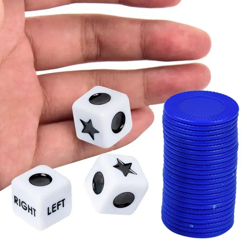 

Left Right Center Dice Game Interesting Dice Games For Families With 3 Dices And 24 Random Color Chips For Family Nights Friends