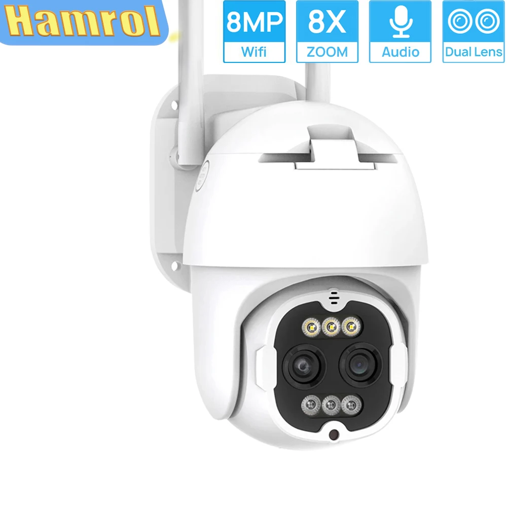8MP PTZ WiFi IP Camera Dual Lens 4K 8X Zoom ICsee AI Human Tracking Auto Zoom Outdoor Security Cam Video Surveillance Camera
8MP PTZ WiFi IP Camera Dual Lens 4K 8X Zoom ICsee AI Human Tracking Auto Zoom Outdoor Security Cam Video Surveillance Camera