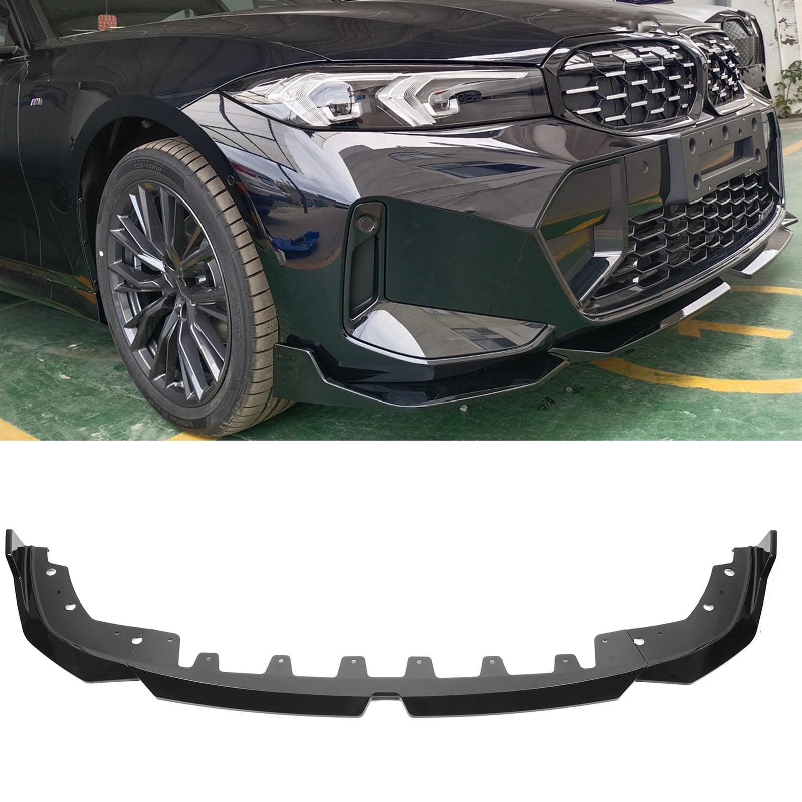 

Front Bumper Spoiler Lip For BMW 3 Series G20 2022.6-2023 330i Glossy Black Car Lower Splitter Blade Lippe Protector Guard Plate