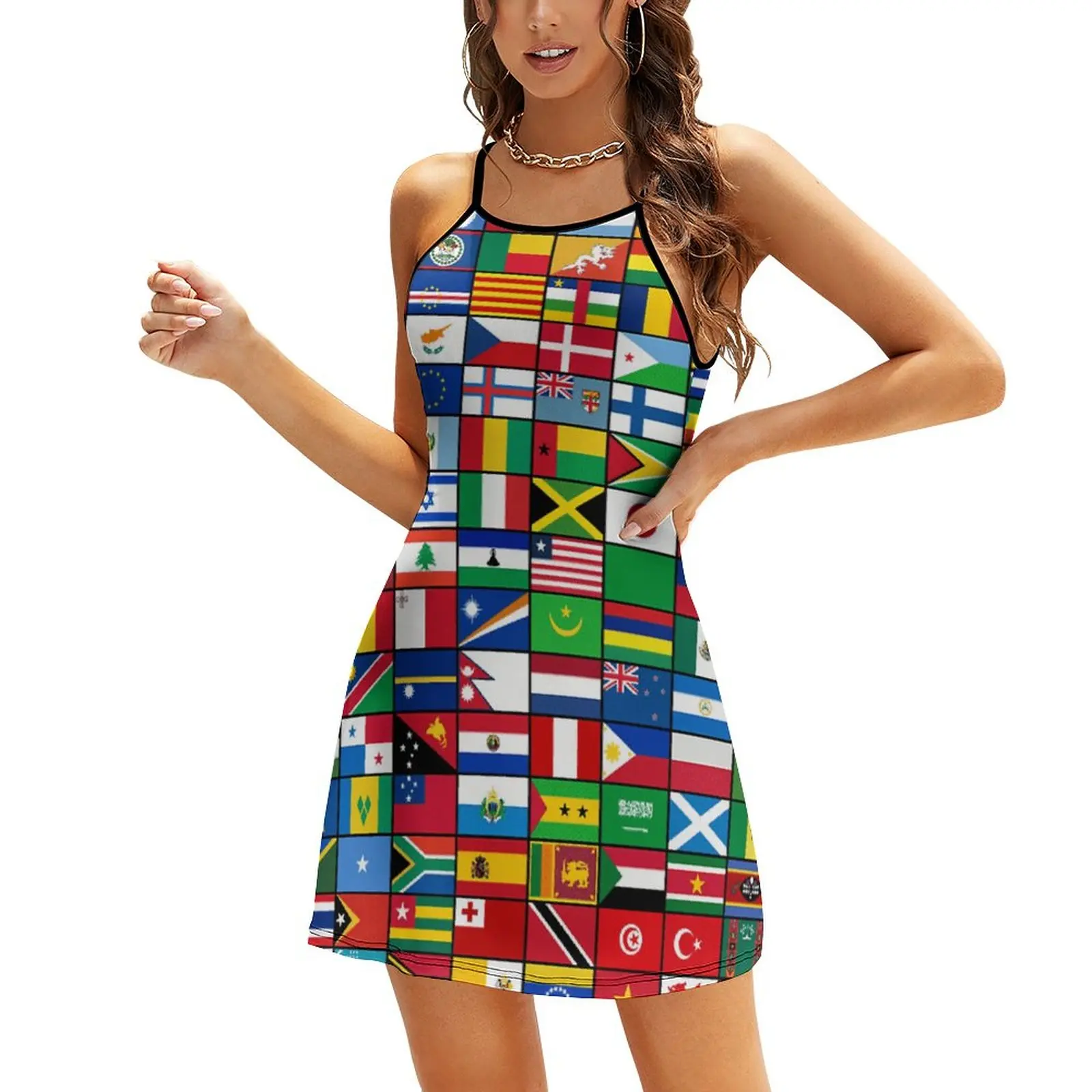 The World S Flags Women's Sling Dress Graphic Cool Exotic Woman's Gown Funny Joke Parties Dresses
The World S Flags Women's Sling Dress Graphic Cool Exotic Woman's Gown Funny Joke Parties Dresses