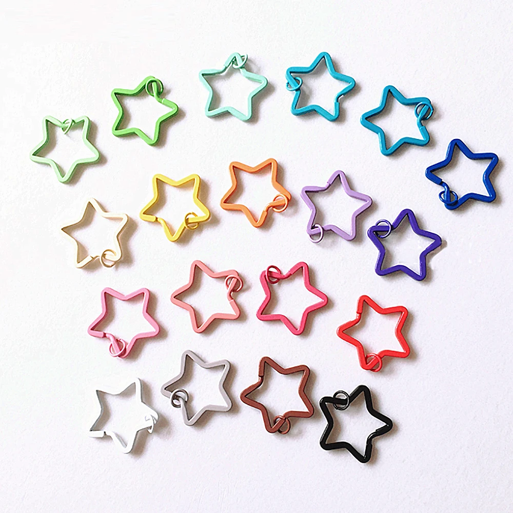 

Cute Keyring Set Key Chain Kawaii Star Heart Shape Candy Colours Handcraft for Key Rings Holder Bag Pendants Charm Gifts Jewelry