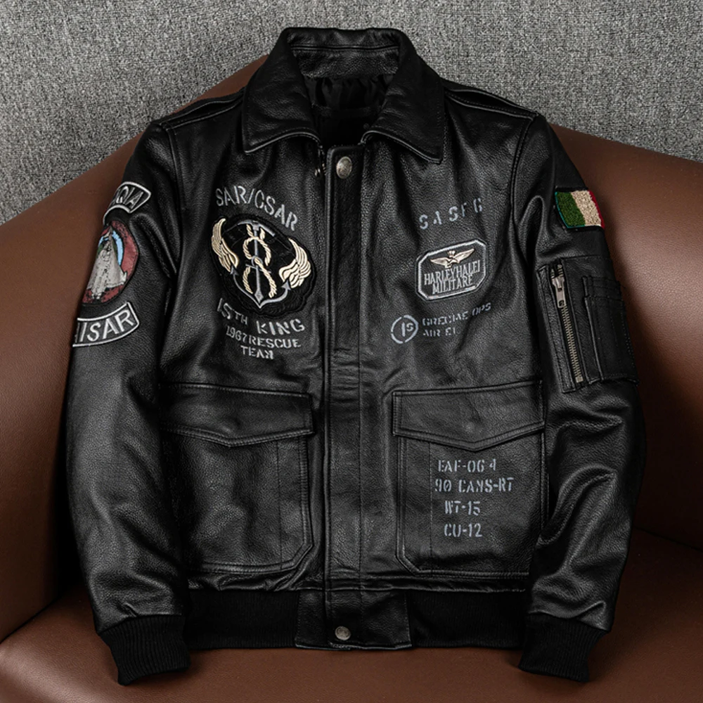 2022 New Men’s Flying Suit Genuine Leather Coat Cowhide Leather Indian Embroidery Motorcycle Jackets
2022 New Men’s Flying Suit Genuine Leather Coat Cowhide Leather Indian Embroidery Motorcycle Jackets