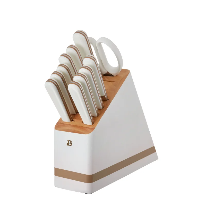 12-piece Forged Kitchen Knife Set In White with Wood Storage Block Durable 100% Stainless Steel with Shears
12-piece Forged Kitchen Knife Set In White with Wood Storage Block Durable 100% Stainless Steel with Shears