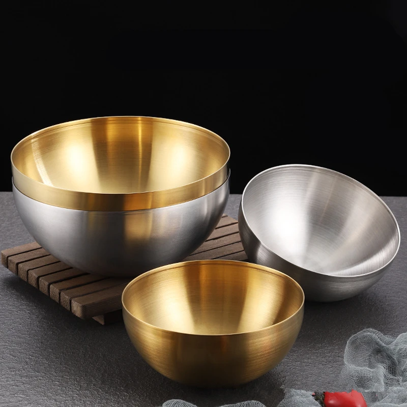 Large Stainless Steel Golden Silver Korean Soup Rice Noodle Ramen Salad Bowls Kitchen Tableware Food Container Tableware
Large Stainless Steel Golden Silver Korean Soup Rice Noodle Ramen Salad Bowls Kitchen Tableware Food Container Tableware