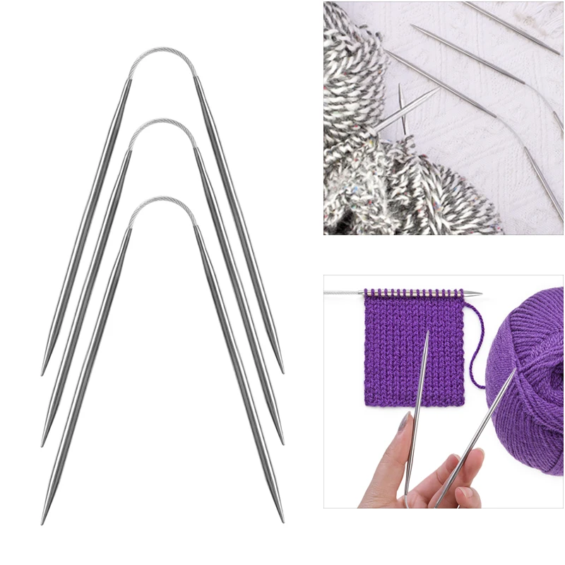 3Pcs/set Knitting Needles Flexible Stainless Steel Circular Crochet Needles For DIY Sock Sweater Weaving Tool Sewing Accessories
3Pcs/set Knitting Needles Flexible Stainless Steel Circular Crochet Needles For DIY Sock Sweater Weaving Tool Sewing Accessories