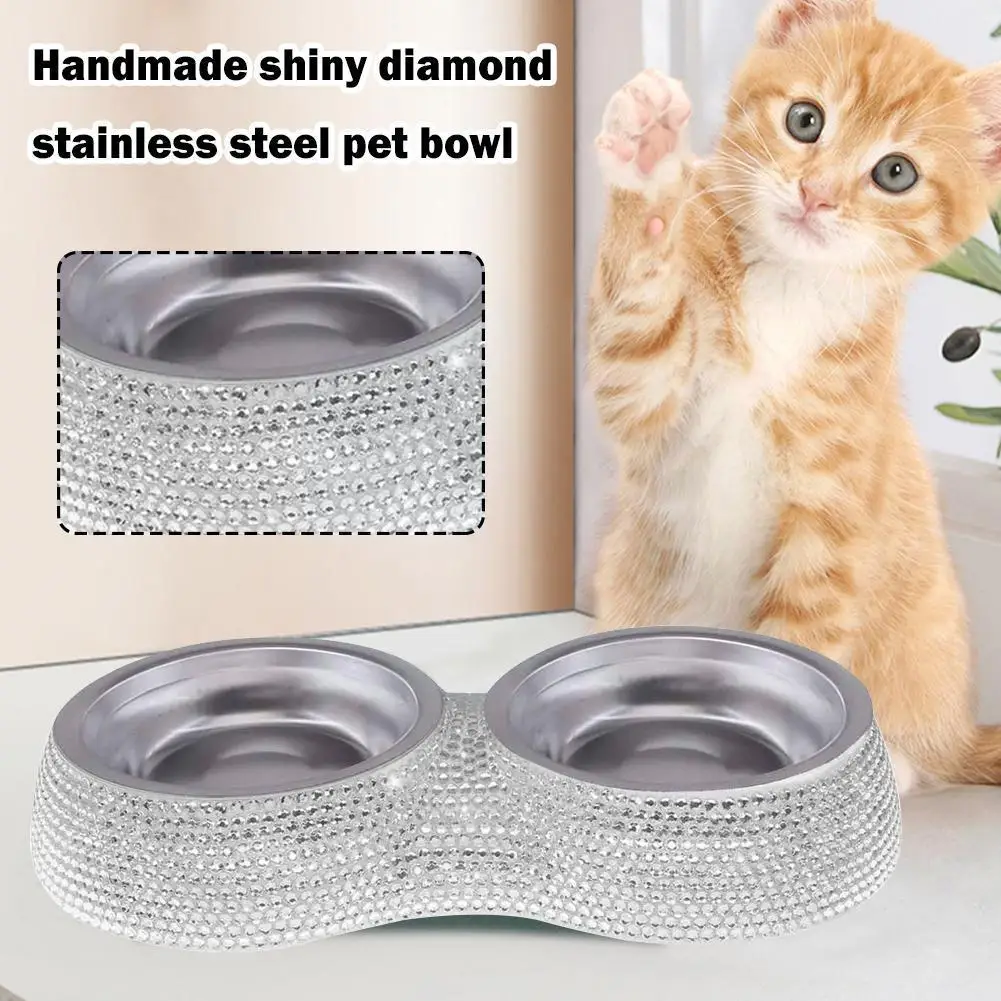 Double Pet Food Water Feeder Bowl Shiny Rhinestone Stainless Dog Dog Supplies Accessories Steel Bowl Cat Pets Feeding D9K8 
Double Pet Food Water Feeder Bowl Shiny Rhinestone Stainless Dog Dog Supplies Accessories Steel Bowl Cat Pets Feeding D9K8