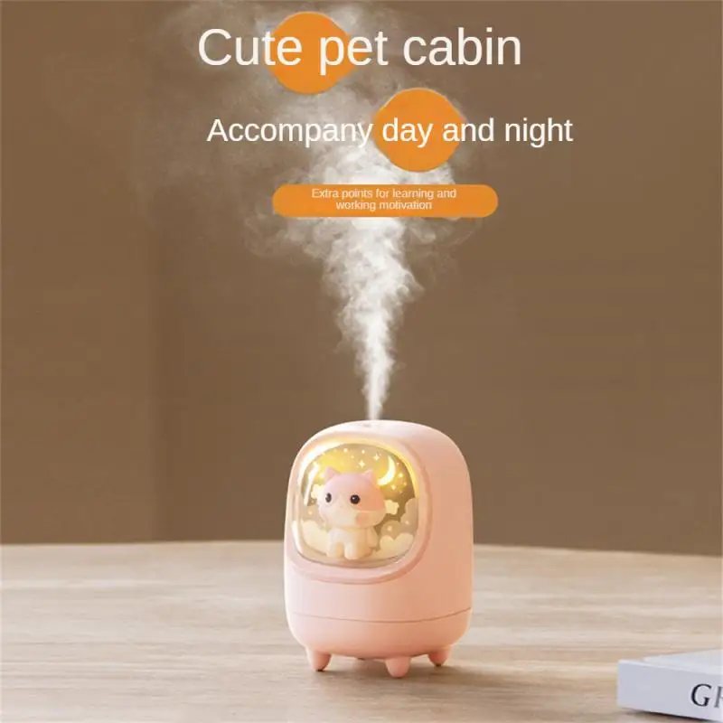 

Large-capacity Batteries Usb Silent Humidifier Cute Pets Shape With Atmosphere Light Desktop Humidifier Home Air Freshener