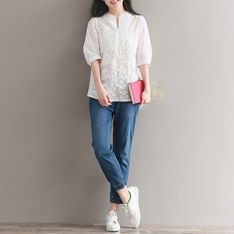 Autumn Top Women Casual V Neck Blouse Lace Floral Blusas Elegant 3/4 Sleeve Work Office White Shirt Blusas Femininas
Autumn Top Women Casual V Neck Blouse Lace Floral Blusas Elegant 3/4 Sleeve Work Office White Shirt Blusas Femininas