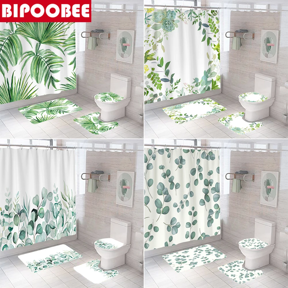 3D Green Plant Leaves Bathroom Curtains Waterproof Fabric Shower Curtain Set Bath Mats Rugs Toilet Cover Lid Non-slip Carpet
3D Green Plant Leaves Bathroom Curtains Waterproof Fabric Shower Curtain Set Bath Mats Rugs Toilet Cover Lid Non-slip Carpet