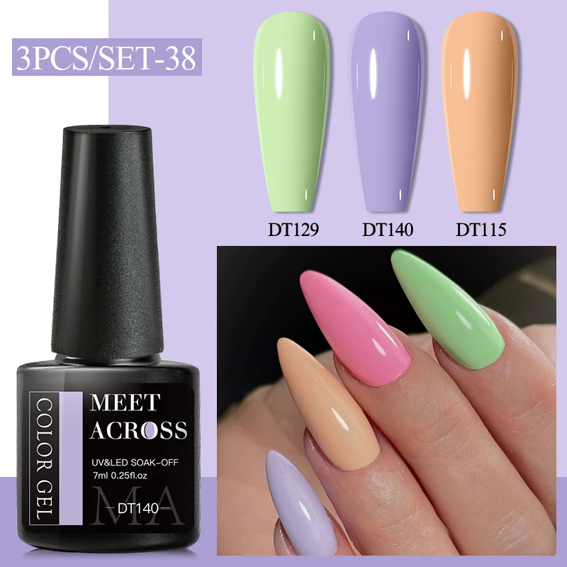 MEET ACROSS 3PCS Gel Polish Set Colors Glitter Sequins Matte Effect Gel Long Lasting Base Top Coat Nail Art Design Hybrid
MEET ACROSS 3PCS Gel Polish Set Colors Glitter Sequins Matte Effect Gel Long Lasting Base Top Coat Nail Art Design Hybrid