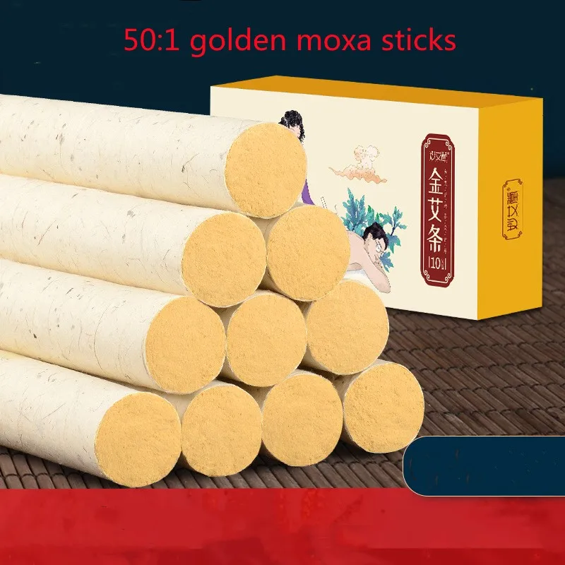 10pcs/Box 50:1 Long Gold Moxa Sticks Chinese Moxibustion Acupuntura Point Heating Therapy Pure Moxa Roller Wholsale
10pcs/Box 50:1 Long Gold Moxa Sticks Chinese Moxibustion Acupuntura Point Heating Therapy Pure Moxa Roller Wholsale