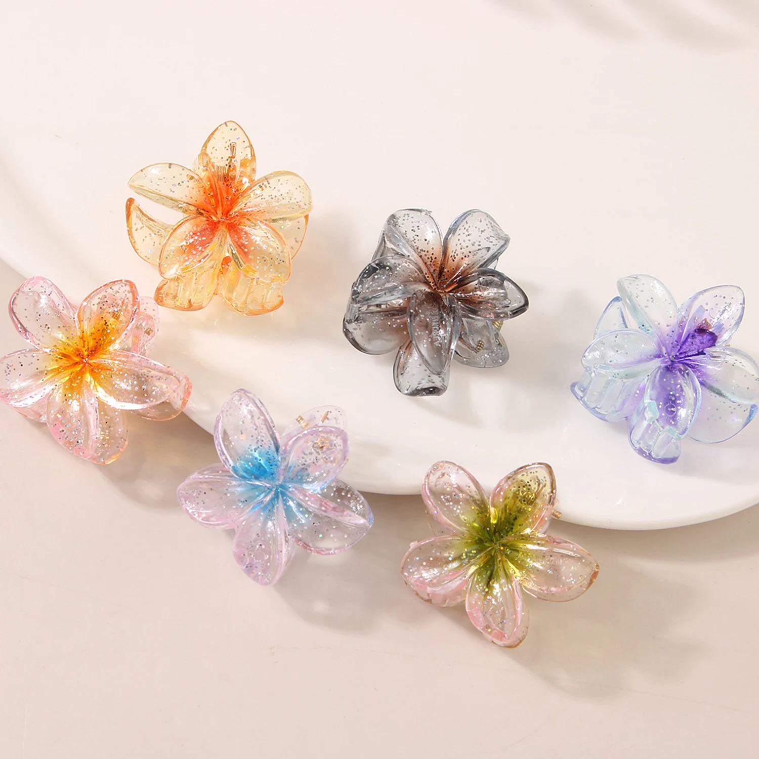 Transparent Glitter Flower Hairpin Hair Claw Girls Ponytail Holder Clip Barrette Crab Claw Makeup Bath Summer Hair Accessories
Transparent Glitter Flower Hairpin Hair Claw Girls Ponytail Holder Clip Barrette Crab Claw Makeup Bath Summer Hair Accessories