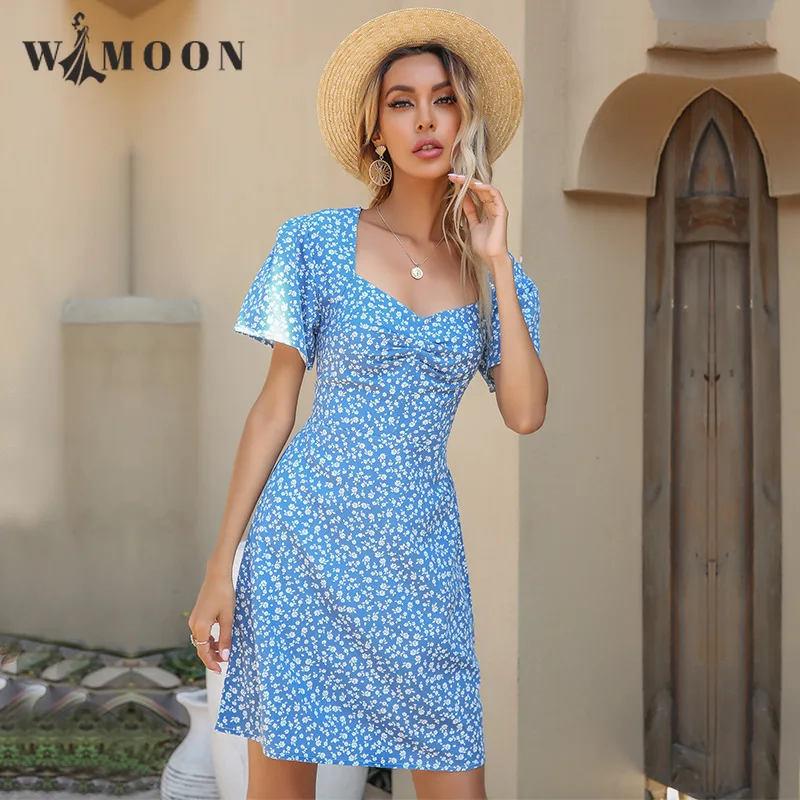 2021 Summer Backless Floral Pleated Short-sleeved Sexy A-LINE Hollow Out Above Knee V-Neck Chiffon Woman Dress Vestidos
2021 Summer Backless Floral Pleated Short-sleeved Sexy A-LINE Hollow Out Above Knee V-Neck Chiffon Woman Dress Vestidos
