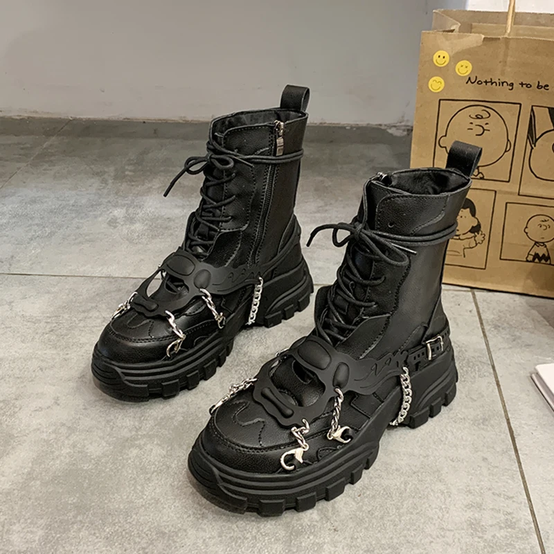 Women Boots Platform Boots Punk Gothic for Women Boots Combat Ladies Black Metal Button Woman Motorcycle Ankle Boots Autumn New
Women Boots Platform Boots Punk Gothic for Women Boots Combat Ladies Black Metal Button Woman Motorcycle Ankle Boots Autumn New