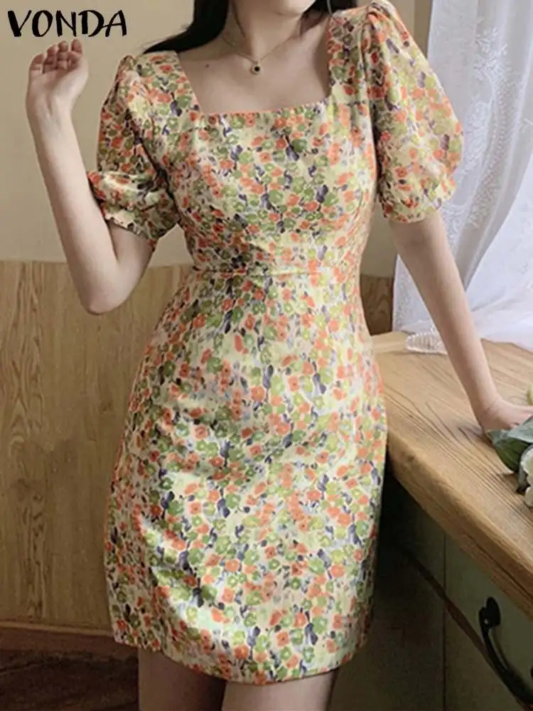 Women Mini Dress 2023 VONDA Bohemian Square Neck Puff Sleeve Sundress Summer Party Dress Sexy Vestido Oversized Robe Femme
Women Mini Dress 2023 VONDA Bohemian Square Neck Puff Sleeve Sundress Summer Party Dress Sexy Vestido Oversized Robe Femme