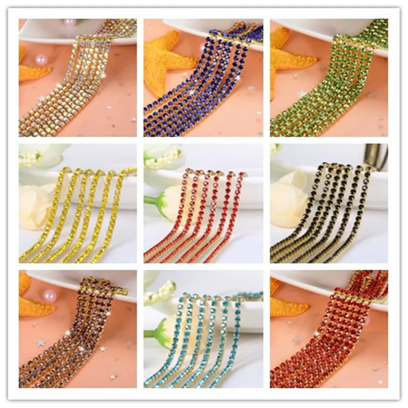 1yard/piece SS6 SS8 SS12 19Colors Glass Crystal Rhinestone Chain,Gold Bottom Sew On Cup Chains For Diy Garment Bags Decorations
1yard/piece SS6 SS8 SS12 19Colors Glass Crystal Rhinestone Chain,Gold Bottom Sew On Cup Chains For Diy Garment Bags Decorations