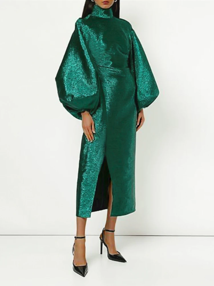 Christmas Bodycon Dresses for Women Long Sleeve Shiny High Neck Slit Spring Autumn Fashion Elegant Classy Slim Maxi Party Dress
Christmas Bodycon Dresses for Women Long Sleeve Shiny High Neck Slit Spring Autumn Fashion Elegant Classy Slim Maxi Party Dress