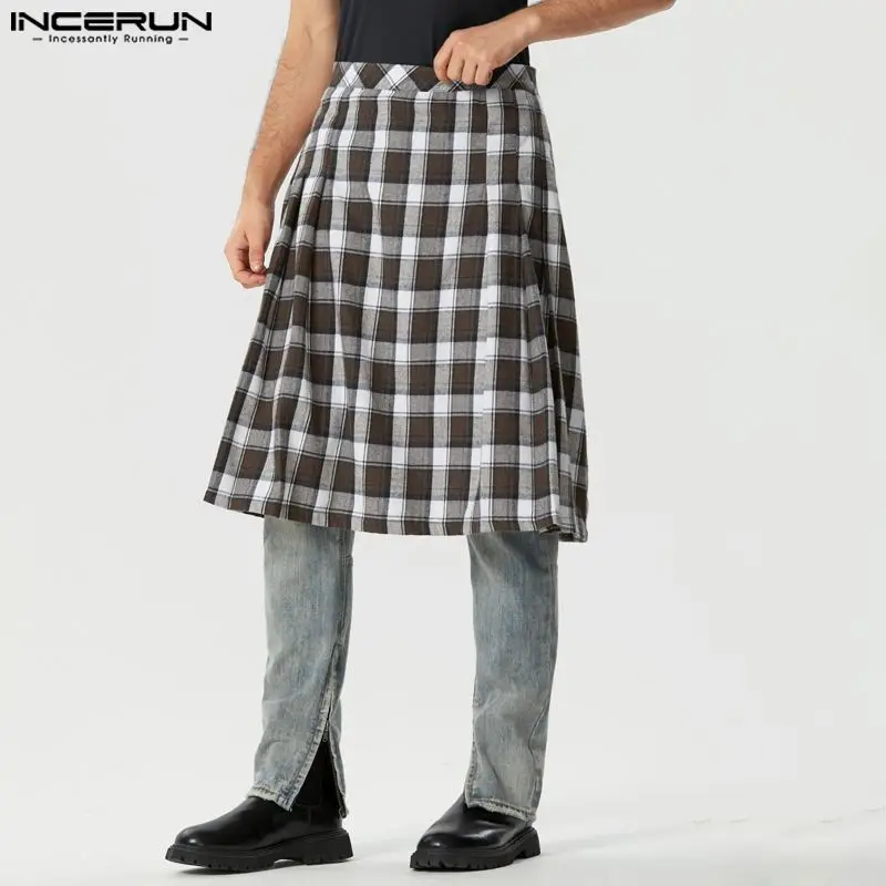 Юбка INCERUN мужская клетчатая на молнии, Повседневная Уличная одежда, свободная плиссированная винтажная, брюки, 2023
Юбка INCERUN мужская клетчатая на молнии, Повседневная Уличная одежда, свободная плиссированная винтажная, брюки, 2023
