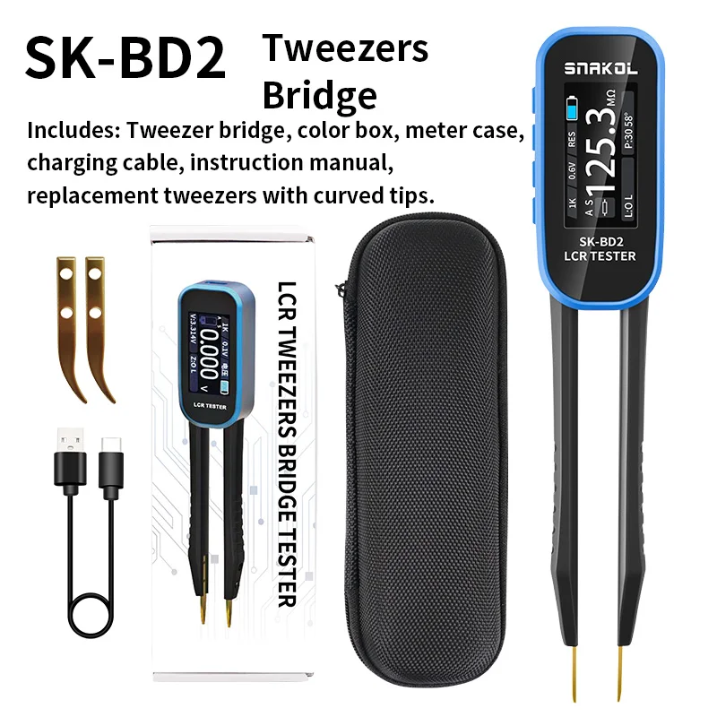 SNAKOL SK-BD2 Мини-цифровой мост, умный пинцет, LCR SMD ESR, тестер, сопротивление, емкость, индуктивность, непрерывность, инструмент для тестирования диодов
SNAKOL SK-BD2 Мини-цифровой мост, умный пинцет, LCR SMD ESR, тестер, сопротивление, емкость, индуктивность, непрерывность, инструмент для тестирования диодов