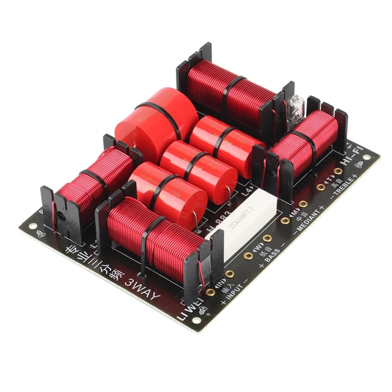 400W 3 Way Crossover Divider Hifi Tweeter Woofer Speaker Crossover 1250H/5000HZ With High-Pitched Protection
400W 3 Way Crossover Divider Hifi Tweeter Woofer Speaker Crossover 1250H/5000HZ With High-Pitched Protection