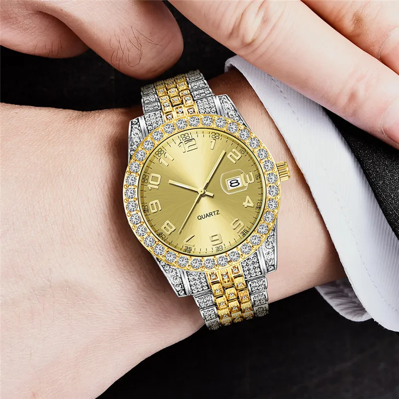 Часы наручные мужские кварцевые со стразами, модные роскошные в стиле хип-хоп, с датой
Часы наручные мужские кварцевые со стразами, модные роскошные в стиле хип-хоп, с датой