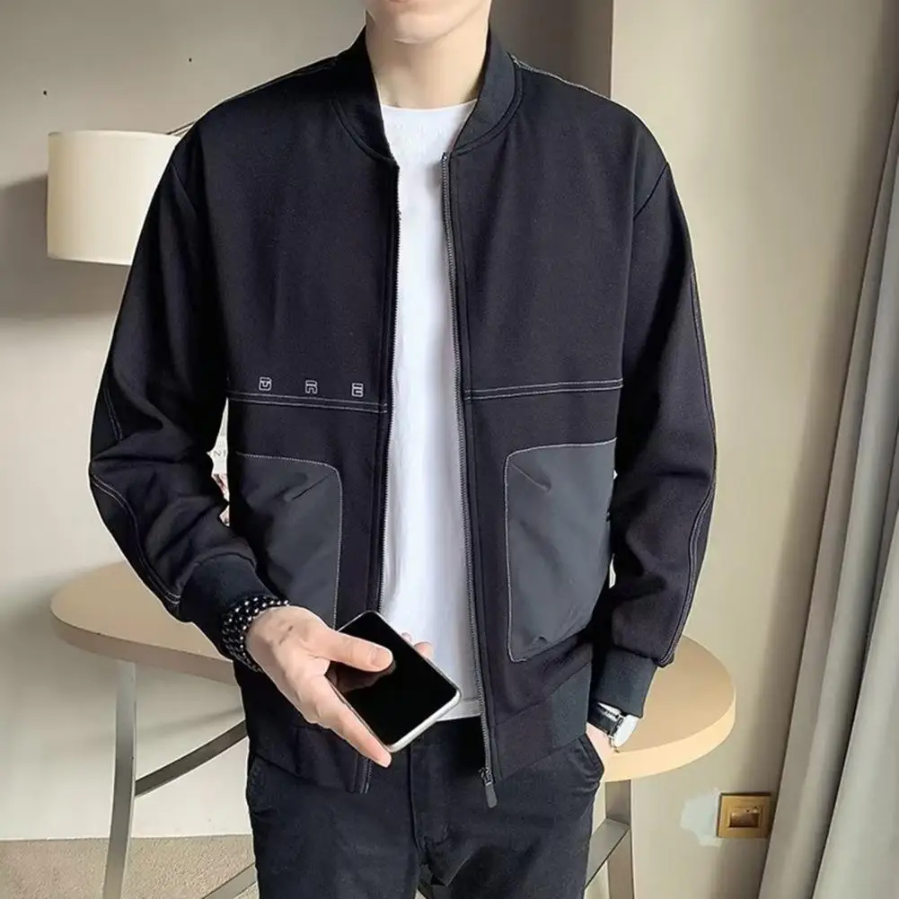 Мужская куртка с гладкой поверхностью, шикарный повседневный жакет с воротником-стойкой, осенняя куртка 
Мужская куртка с гладкой поверхностью, шикарный повседневный жакет с воротником-стойкой, осенняя куртка