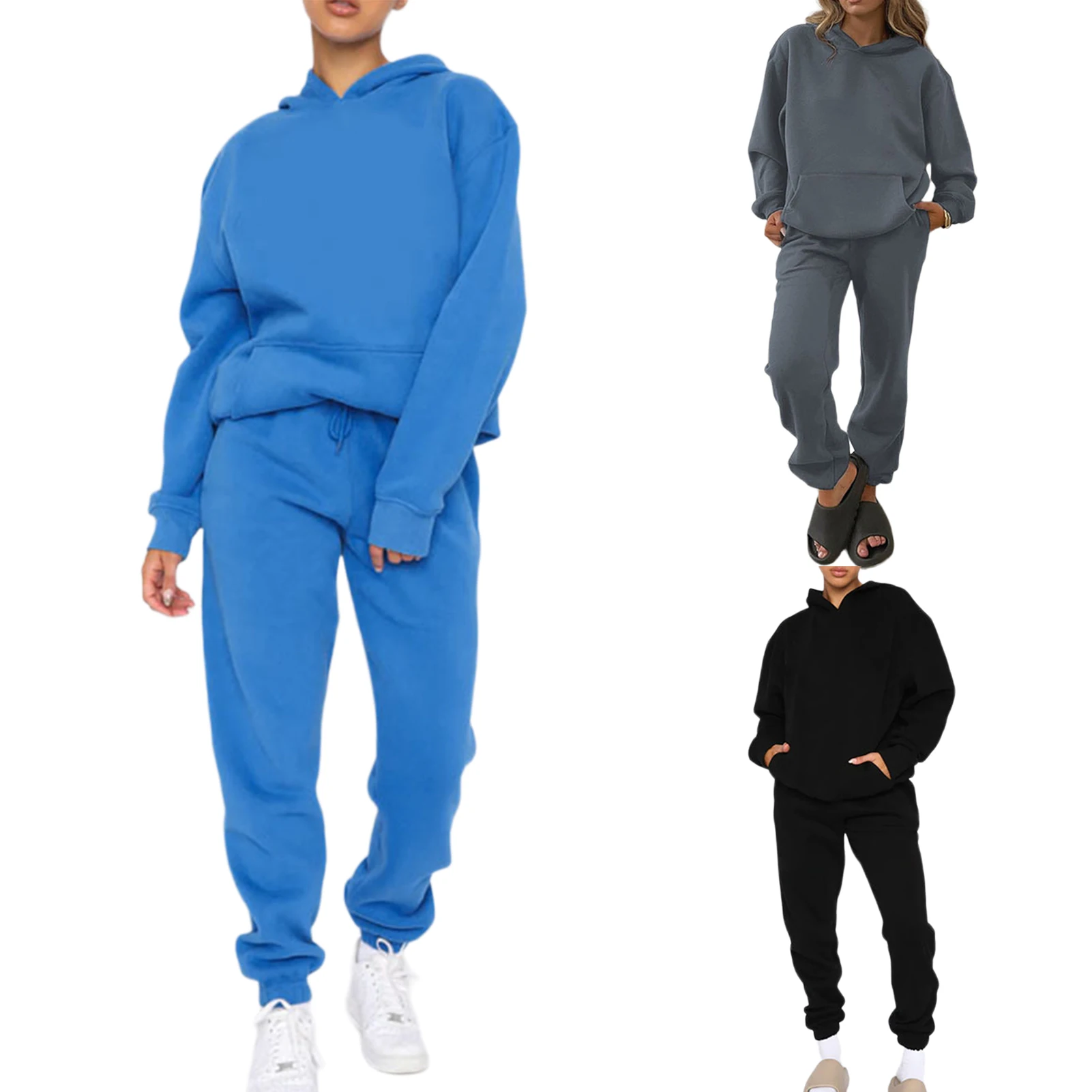 2 Pieces Set Women Hooded Tracksuit Sports Loose Fit Hoodie Tops Elastic Waist Drawstring Trousers with Pockets Women All-Match
2 Pieces Set Women Hooded Tracksuit Sports Loose Fit Hoodie Tops Elastic Waist Drawstring Trousers with Pockets Women All-Match