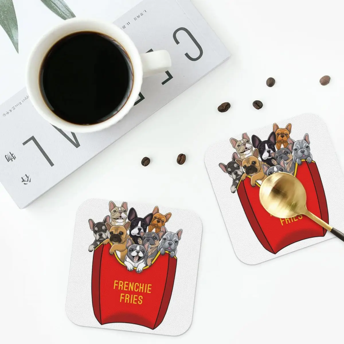 French Bulldog Frenchie Fries Coasters PVC Leather Placemats Waterproof Insulation Coffee Mats Home Kitchen Dining Pads Set of 4
French Bulldog Frenchie Fries Coasters PVC Leather Placemats Waterproof Insulation Coffee Mats Home Kitchen Dining Pads Set of 4