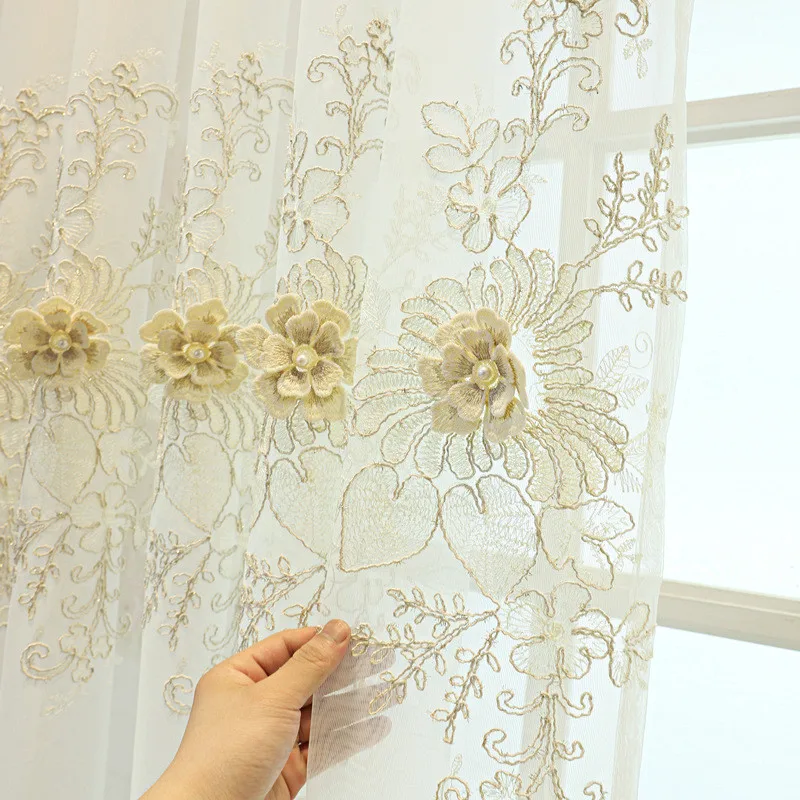 European Atmospheric Embossed Flower Sheer Curtain For Living Room Luxury 3D Embroidery Transparent Tulle Curtain For Bedroom
European Atmospheric Embossed Flower Sheer Curtain For Living Room Luxury 3D Embroidery Transparent Tulle Curtain For Bedroom