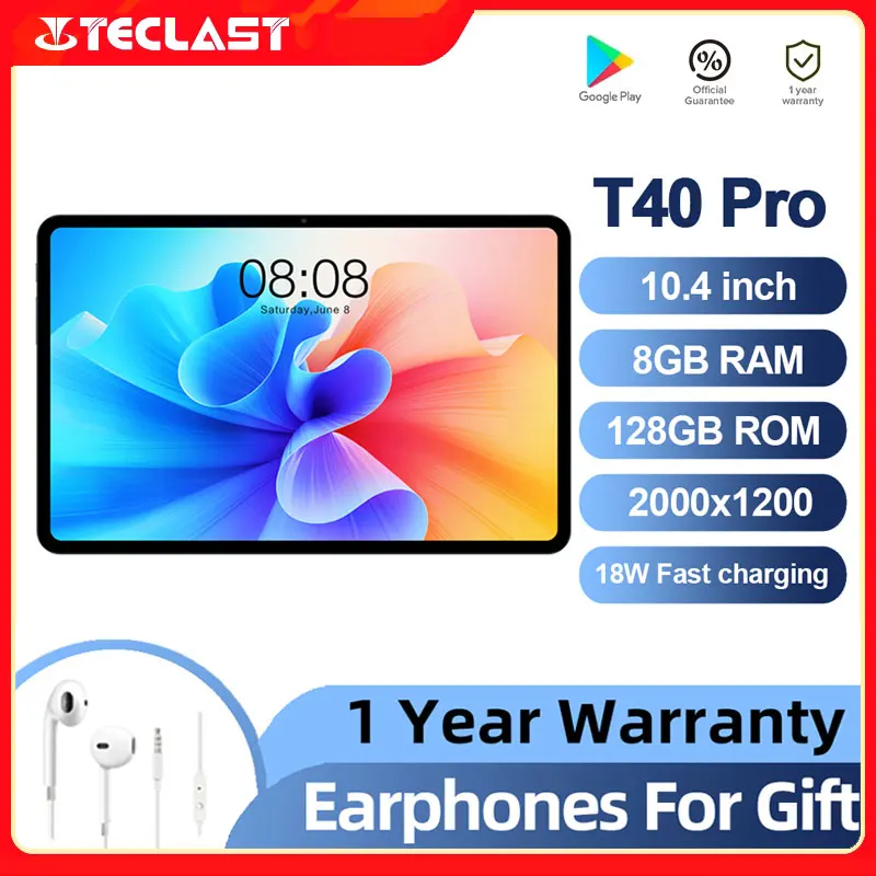 Teclast T40 Pro 10.4'' Tablets 2000x1200 4G Network Dual SIM UNISOC T618 Octa Core 8GB RAM 128GB ROM Android 11 Wifi Type-C 13MP
Teclast T40 Pro 10.4'' Tablets 2000x1200 4G Network Dual SIM UNISOC T618 Octa Core 8GB RAM 128GB ROM Android 11 Wifi Type-C 13MP