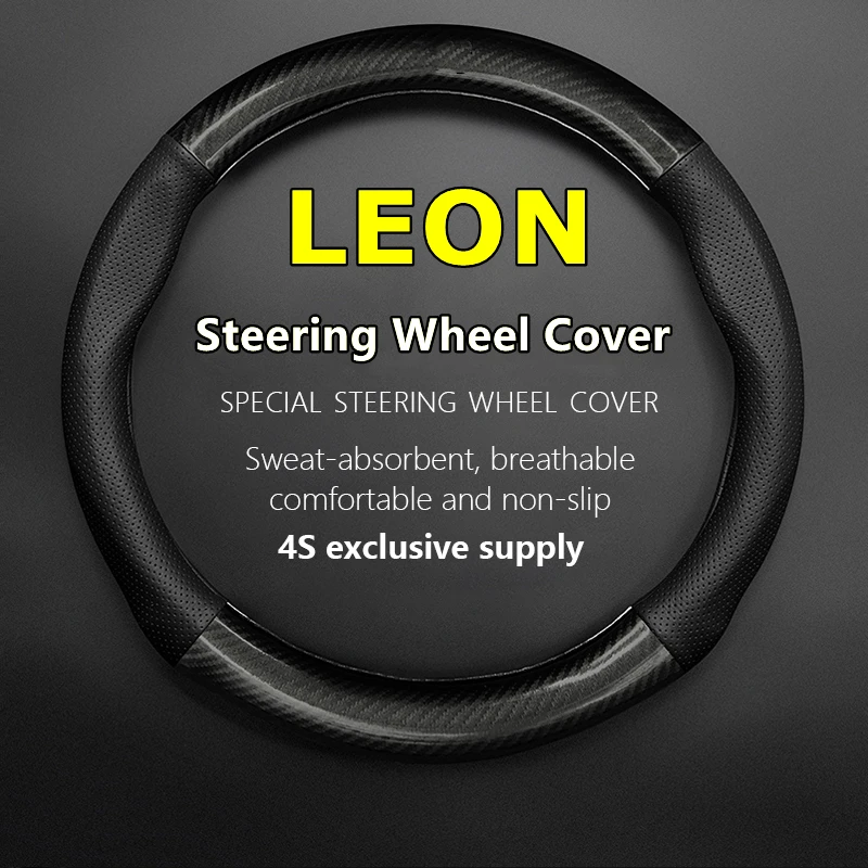 Fiber Leather For Seat LEON Steering Wheel Cover Genuine Leather Carbon Fiber Fit Hatchback FR E-Hybrid Wagon 2021 2022 2023 
Fiber Leather For Seat LEON Steering Wheel Cover Genuine Leather Carbon Fiber Fit Hatchback FR E-Hybrid Wagon 2021 2022 2023