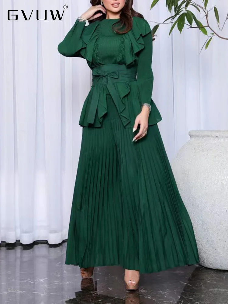 GVUW Pleated Two Piece Sets For Women O-neck Lace-up Tops Wide Leg Solid Color Loose Pants 2023 Summer Female Clothing 17J01013
GVUW Pleated Two Piece Sets For Women O-neck Lace-up Tops Wide Leg Solid Color Loose Pants 2023 Summer Female Clothing 17J01013