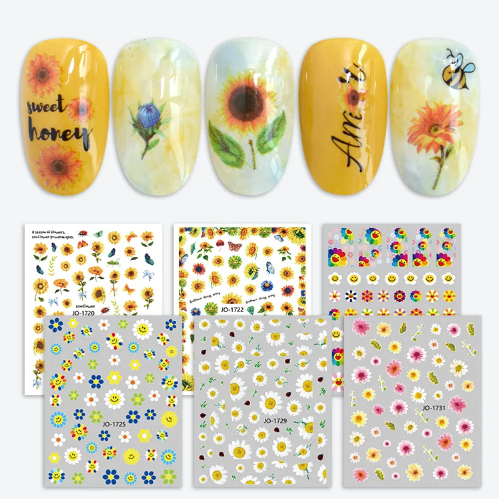 

1pcs Sunflower Nail Stickers Blossom Florals Nail Art Water Decals Transfer Foils Sliders Decorations for Manicure Sticker New