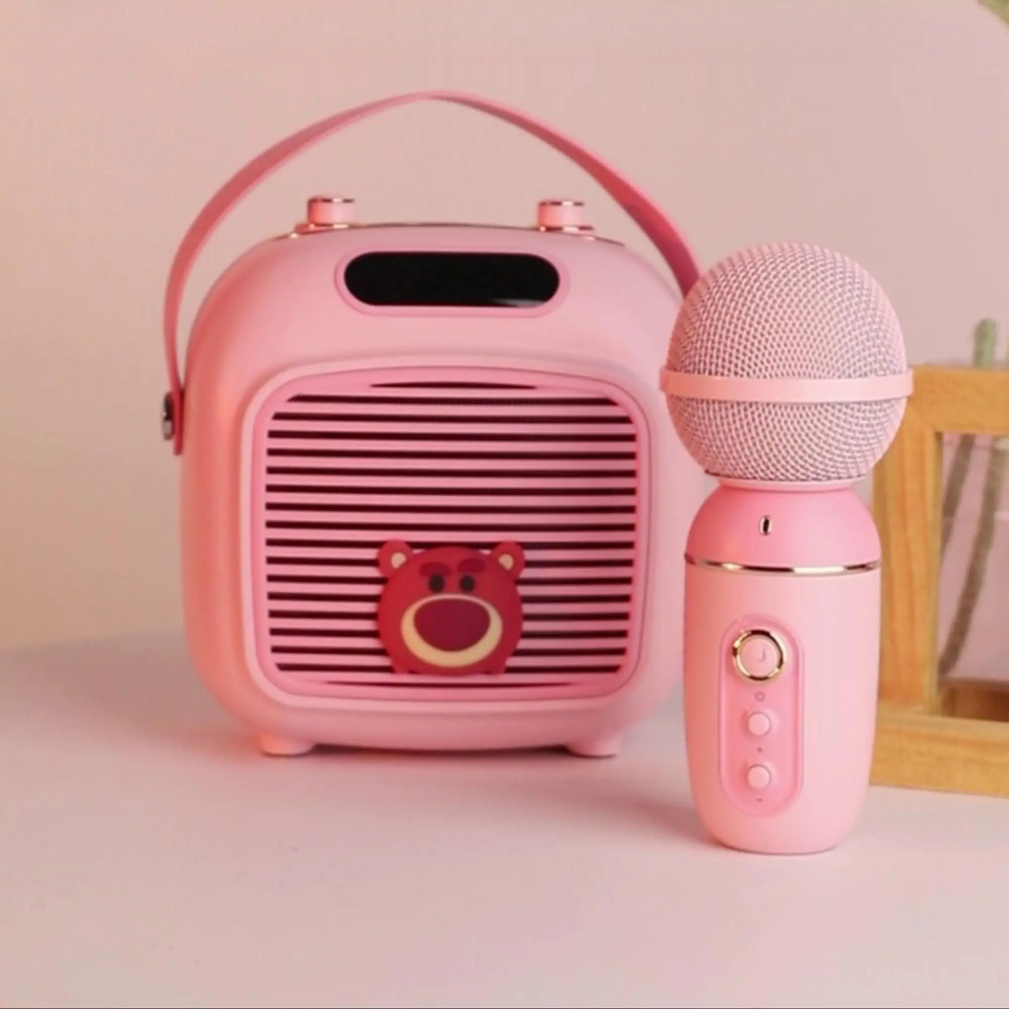 

Anime Disney Lotso Mickey Minnie Series Bluetooth Speaker Karaoke Microphone Kawaii Portable Wireless High Sound Quality Sound