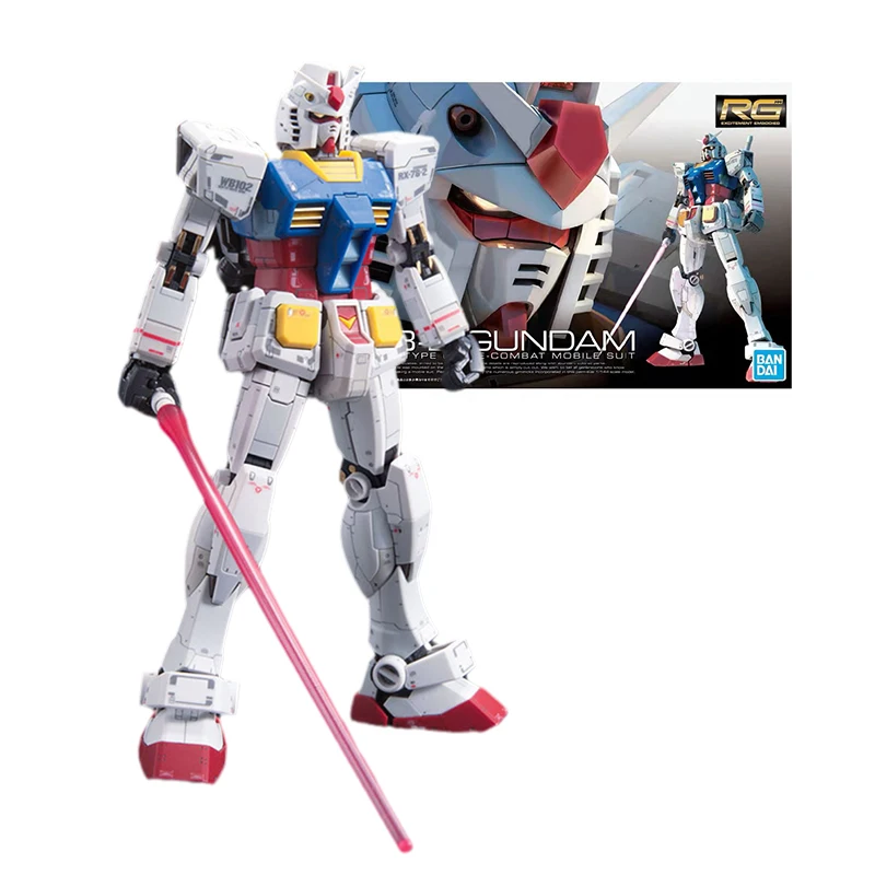 

Набор оригинальных моделей Bandai Gundam, аниме фигурки RG 1/144 RX-78-2 коллекция Gunpla, экшн-фигурки, игрушки для мальчиков, детский подарок