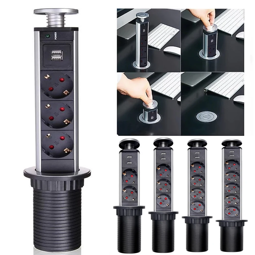 Table Socket Pop Up Pull 2/3/4/5 Power Socket with 2 USB Charger Desktop Sockets EU Electrical Plug Outlets for Office Kitchen
Table Socket Pop Up Pull 2/3/4/5 Power Socket with 2 USB Charger Desktop Sockets EU Electrical Plug Outlets for Office Kitchen