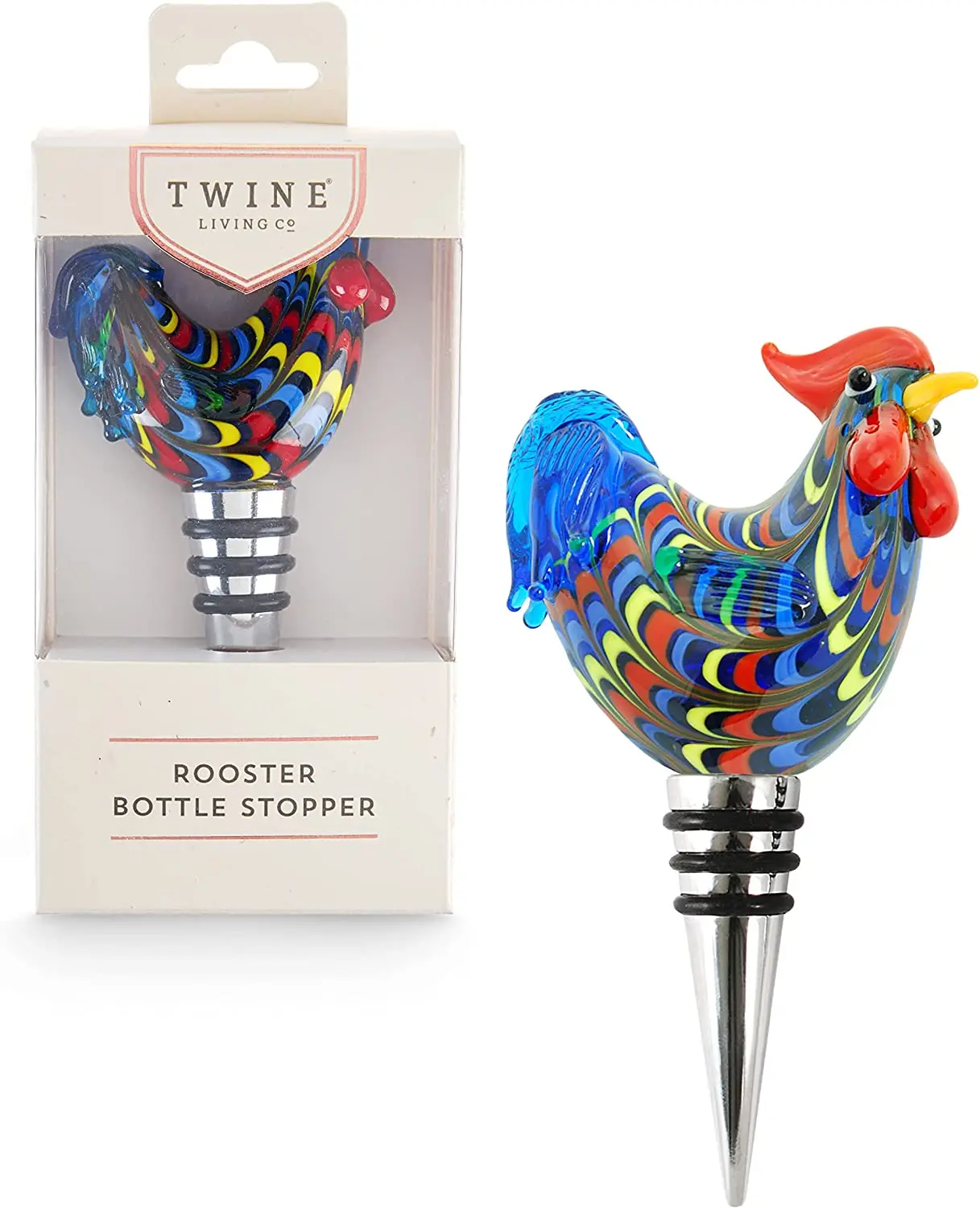 Rooster, reusable and airtight bottle cap for liquor, bar, kitchen, keeps wine fresh, glass, 7.6 x 3.8 x 14 cm, rainbow
Rooster, reusable and airtight bottle cap for liquor, bar, kitchen, keeps wine fresh, glass, 7.6 x 3.8 x 14 cm, rainbow