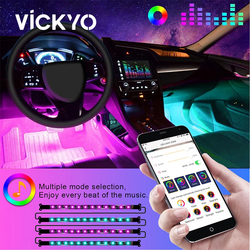 Светодиодная подсветка VICKYO для автомобиля, внешнее освещение с USB, неоновая подсветка, Bluetooth App, RGB, интерьер, декоративная атмосфера
Светодиодная подсветка VICKYO для автомобиля, внешнее освещение с USB, неоновая подсветка, Bluetooth App, RGB, интерьер, декоративная атмосфера