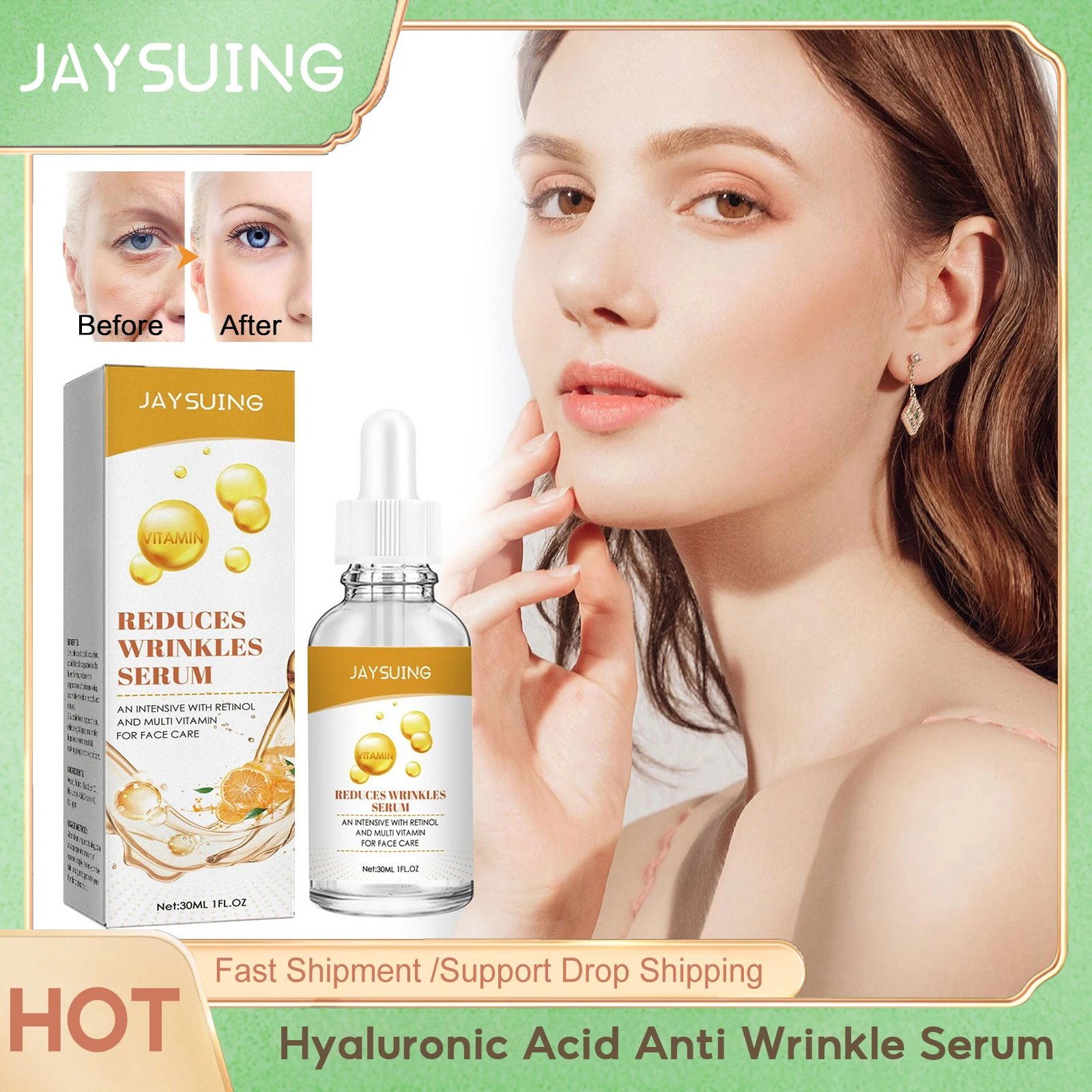 

Hyaluronic Acid Anti Wrinkle Serum Reduce Fine Lines Nourish Dryness Skin Increase Skin Elasticity Lifting Firming Face Essence