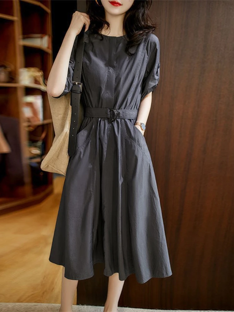 Dresses for Women 2023 Summer Streetwear Long Dresses Office LOOSE Casual O-Neck High Waist Belt Temperament Elegant Lady Dress
Dresses for Women 2023 Summer Streetwear Long Dresses Office LOOSE Casual O-Neck High Waist Belt Temperament Elegant Lady Dress