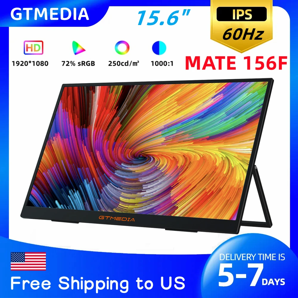 GTMEDIA MATE 156F Portable Monitor 15.6 Inch,250cd/㎡,72% sRGB Display IPS FHD Screen USB Type-C HDMI Compatible Computer/Laptop
GTMEDIA MATE 156F Portable Monitor 15.6 Inch,250cd/㎡,72% sRGB Display IPS FHD Screen USB Type-C HDMI Compatible Computer/Laptop