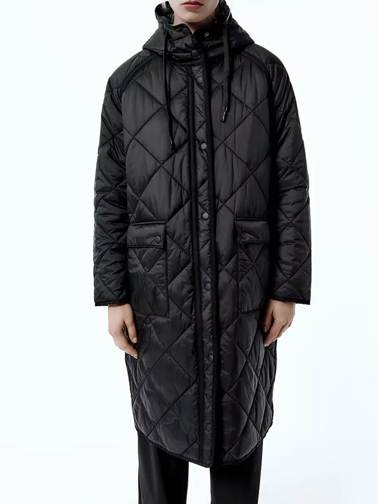 Женская длинная куртка в клетку, свободная теплая хлопковая куртка с капюшоном и рукавами на плечах, новинка зимы 2022
Женская длинная куртка в клетку, свободная теплая хлопковая куртка с капюшоном и рукавами на плечах, новинка зимы 2022