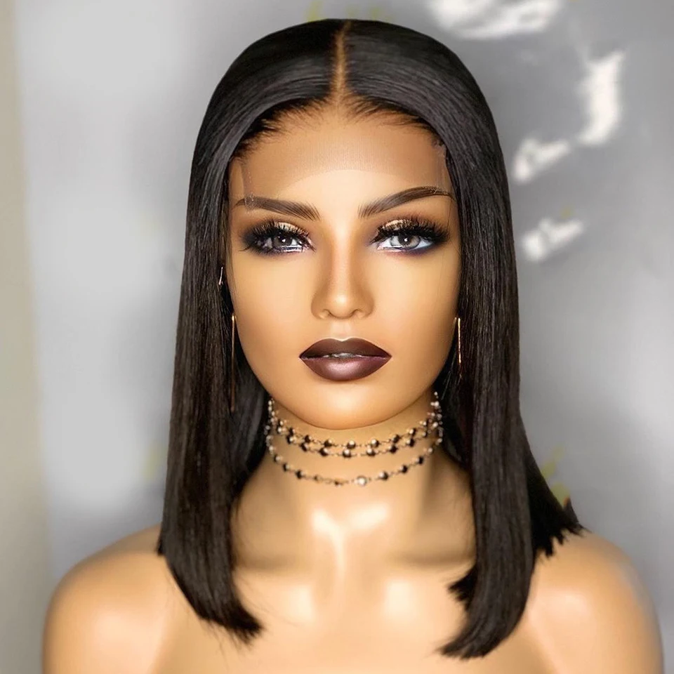 Short Bob Soft Silky Straight Glueless 180 Density Natural Black Synthetic Lace Front Wig For Women Babyhair Pre Plucked Cosplay
Short Bob Soft Silky Straight Glueless 180 Density Natural Black Synthetic Lace Front Wig For Women Babyhair Pre Plucked Cosplay