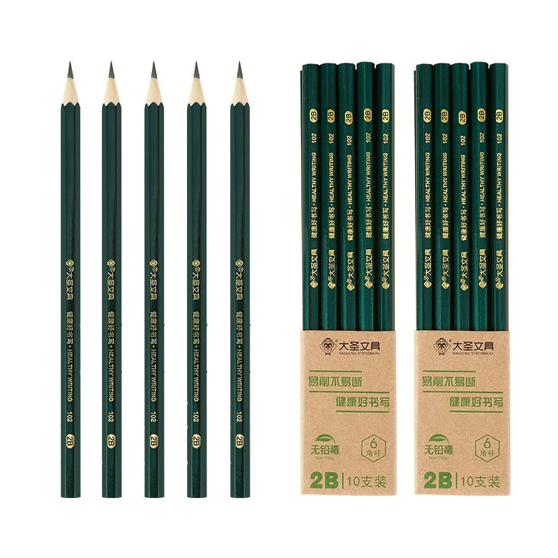 

10Pcs Drawing Pencil Wood 2B/HB Hexagon Pencil Children Students Painting Sketch Write Non-Toxic Exam Pencil Student Stationery
