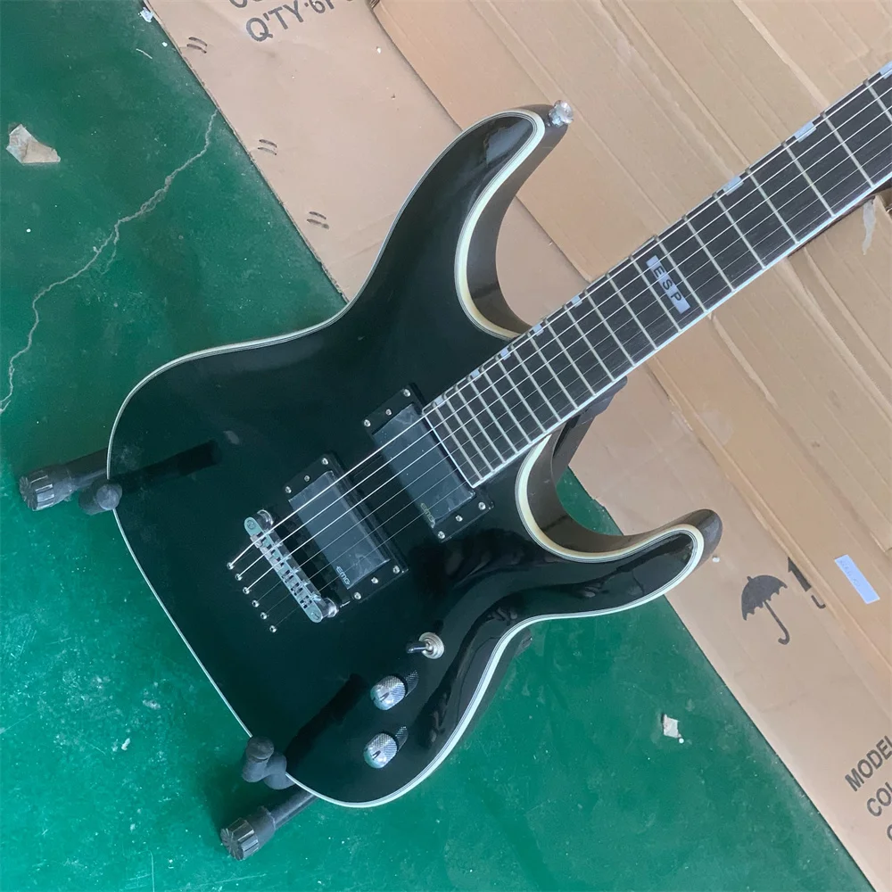 

Special Black Electric Guitar Chrome Hardwares And Piercing Strings HH Pickups And White Binding Rosewood Fretboard Guitars