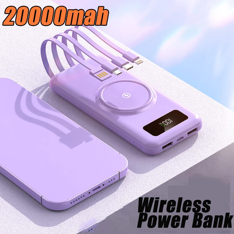 30000mah Wireless Power Bank Fast Charging Built in Cables Digital Display External Battery Charger Powerbank For iPhone Xiaomi
30000mah Wireless Power Bank Fast Charging Built in Cables Digital Display External Battery Charger Powerbank For iPhone Xiaomi